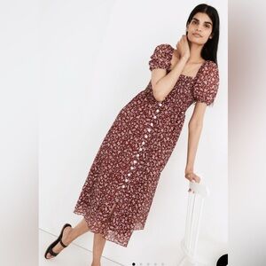 Madewell Lucie Smocked Button-Front Midi Dress in Batik Vine